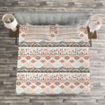 thumbnail image 3 of Ambesonne Geometric Quilted Bedspread Set 3 Pcs, Tribal, Queen Size, Orange Mint Grey, 3 of 3