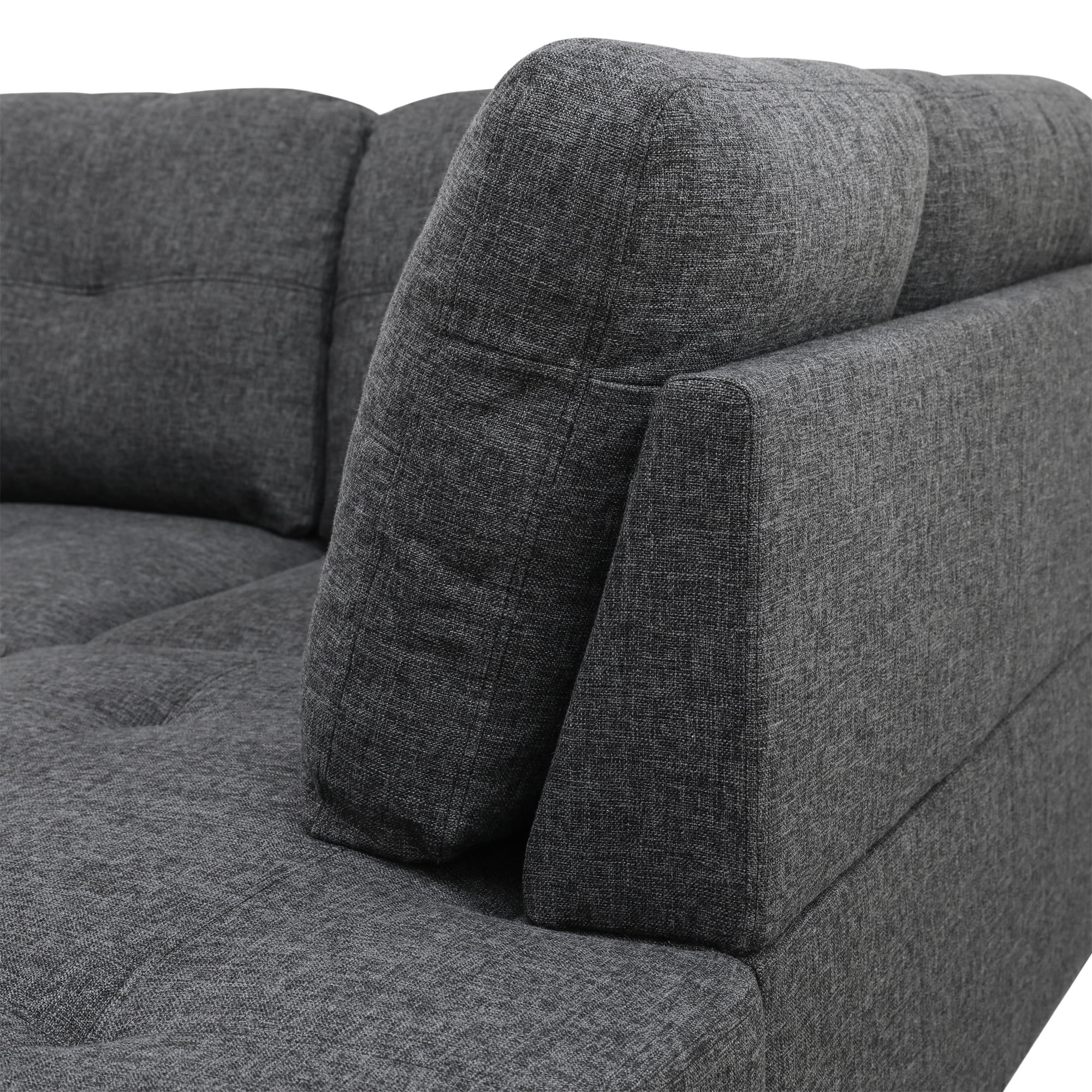 Aukfa 103" Sectional Sofa with Storage Ottoman, L Shape Couch for Living Room, Right Facing Chaise, Linen, Dark Gray