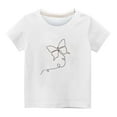 thumbnail image 4 of Lilgiuy Little Girls Athletic Shirts Casual Solid Color Cute Butterfly Print Short Sleeve Lightweight Tees Performance Gym Sports Dance Tops (White,11-12 Years), 4 of 4