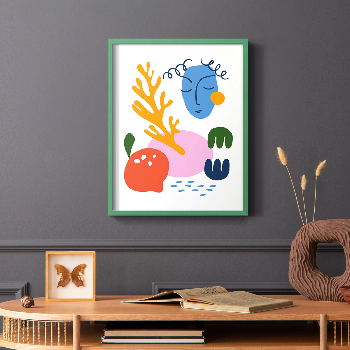 Matisse CDLIII in Green Solid Wood Framed Print No Nail Hanging