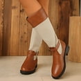 thumbnail image 2 of Fall Platform Mid Calf Cowboy Boots for Women Vintage Floral Leather Chunky Heel Knee High Cowgirl Work Tall Boots, 2 of 7
