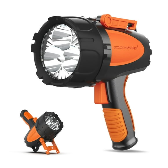 GOODSMANN LED Rechargeable Marine Handheld Spotlight up to 4500 Lumen Boat Spot Light Waterproof Searchlight Portable Flashlight with EVA Case USB Adapter Car Charger for Outdoor and Indoor Use