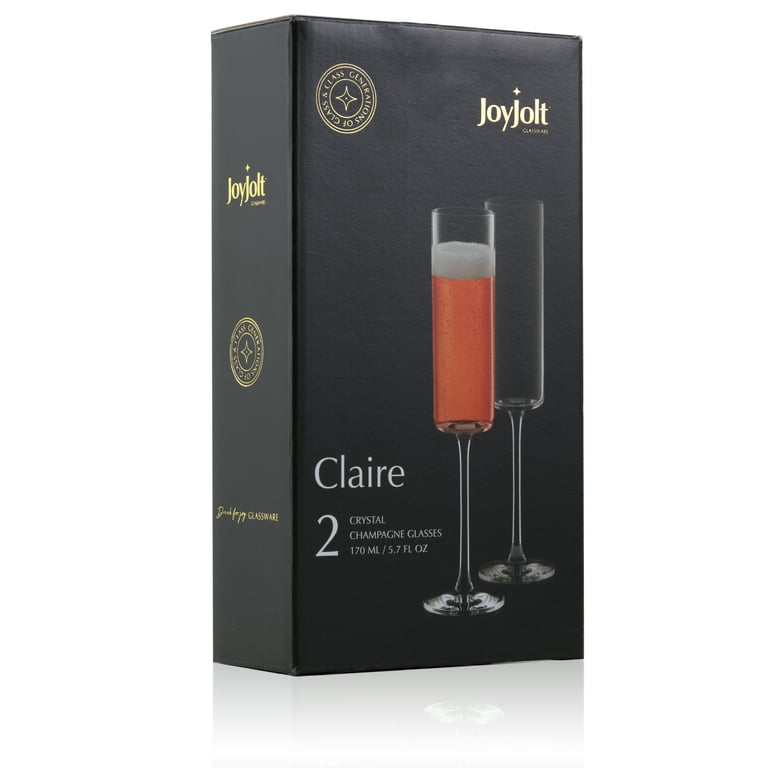 JoyJolt Claire Crystal White Wine Glasses – Set of 2 – 11.4 Ounce Wine  Glass Set – Made in Europe