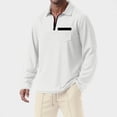 thumbnail image 5 of sdhkgrrt Men's Collared Long Sleeve Zipper Pullover Fall Winter Casual Basic Tops Fashion Trendy Work Business Outfits Clothes, White S, 5 of 6