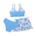 thumbnail image 2 of TiaoBug Kids Girls 3 Pcs Bikini Sets Spaghetti Straps Bra Brief With Swimskirts Bathing Suits Dusty Blue 10Y, 2 of 6