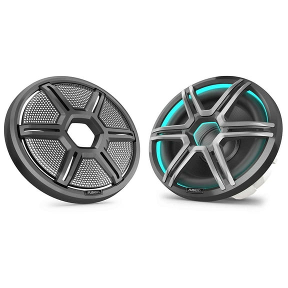 Garmin Fusion Apollo AP-SL12SPG 12" LED Marine Subwoofer Sport Grill Gray with Garmin Fusion Apollo 010-13294-10 12" Sport Grill Mesh Gray (AP-G12SHG)