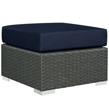 Ergode Sojourn Outdoor Patio Sunbrella Ottoman - Canvas Navy