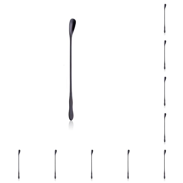 Matsuzay Cuchara mezcladora de acero inoxidable con mango largo, cucharilla reutilizable para el hogar, bebida fría, restaurante, vajilla de negro Escribe un 10Conjunto