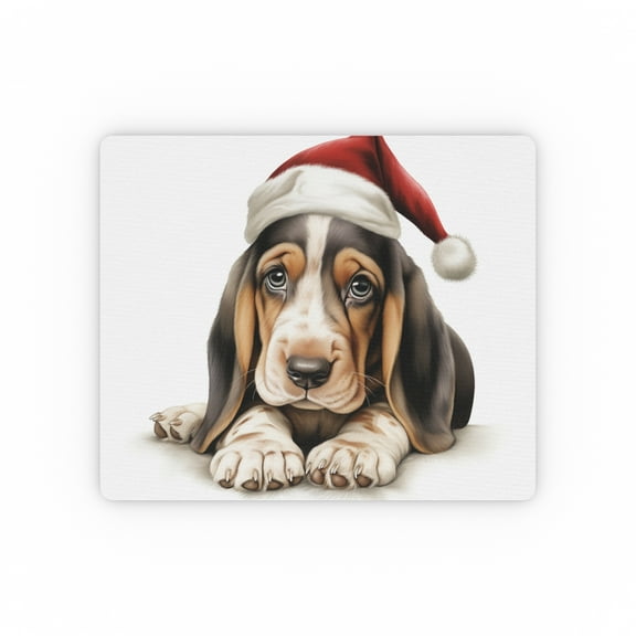 DistinctInk Mouse Pad - 1/4" Foam Rubber - Basset Hound Puppy Drawing