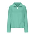 thumbnail image 6 of Birthday Gifts! BiZtdJrK Womens Long Sleeve Shirt with Thumb Holes Summer 1/4 Zip Quick Dry Rash Guard Sun Protection Hiking Shirts Mint Green S, 6 of 9