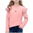 thumbnail image 2 of NAISIBABY Girls T Shirt with Ruffle, Fashion Long Sleeve Fashion Heart Crewneck Kids Casual Spring Fall Tops Pink 8T, 2 of 5
