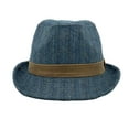 thumbnail image 2 of WITHMOONS Pinstripe Fedora Hat - Wool Classic Trilby - Manhattan Short Brim for Men Women LD61569 (Blue), 2 of 5