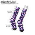 thumbnail image 2 of Xecao crystal Skull flower cool print thigh-high socks, crafted for both men and women with a stretchy, high-opaque design perfect for daily wear, 2 of 6