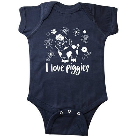 

Inktastic I Love Piggies Cute Pig and Flowers Gift Baby Boy or Baby Girl Bodysuit