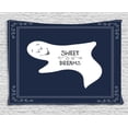 thumbnail image 1 of Sweet Dreams Tapestry, Artistic Frame with Sleeping Ghost Text on Dark Blue Backdrop, Wall Hanging for Bedroom Living Room Dorm Decor, 80W X 60L Inches, Dark Blue Pale Grey White, by Ambesonne, 1 of 2