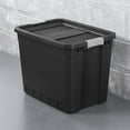thumbnail image 4 of Sterilite 27 Gal Rugged Industrial Stackable Storage Tote w/ Lid, Black, 4 Pack, 4 of 8