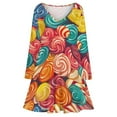 thumbnail image 3 of Pastel Rainbow Lollipop Long Sleeve Dresses For Women Vintage Elegant Party Dress Oversized V-neck Dress S-8XL, 3 of 7