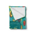 thumbnail image 2 of Fruit Soft Flannel Fleece Throw Blanket, Tutti Frutti Lettering on Doodle Summer Natural Foods Backdrop, Cozy Plush for Indoor and Outdoor Use, 50" x 60", Teal and Multicolor, by Ambesonne, 2 of 5