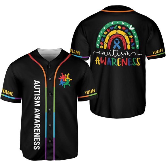 Personalized Autism Awareness Baseball Jersey, Puzzle Ribbon Awareness Shirt Baseball Okay to be Different Autism (S)