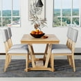 thumbnail image 3 of MAYEERTY Rustic 5-Piece Dining Table Set with 4 Upholstered Chairs, 59-inch Rectangular Dining Table with Trestle Base, Natural, 3 of 9