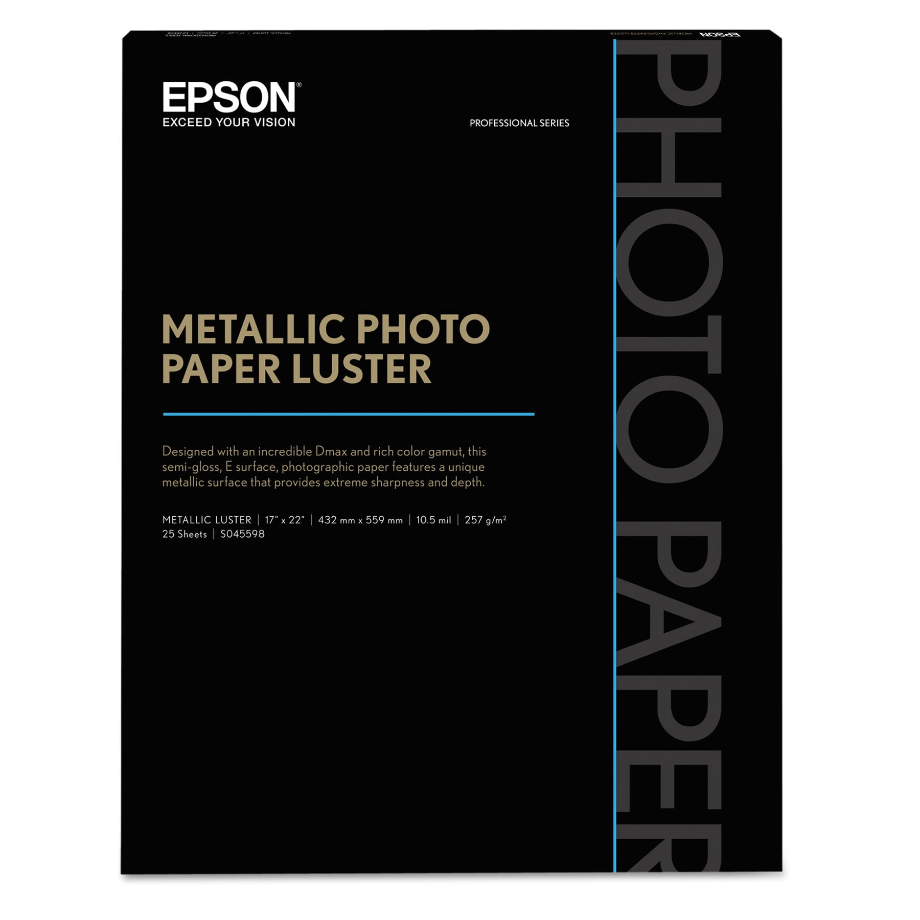 Epson Professional Media Metallic Photo Paper Glossy, White, 17 x 22
