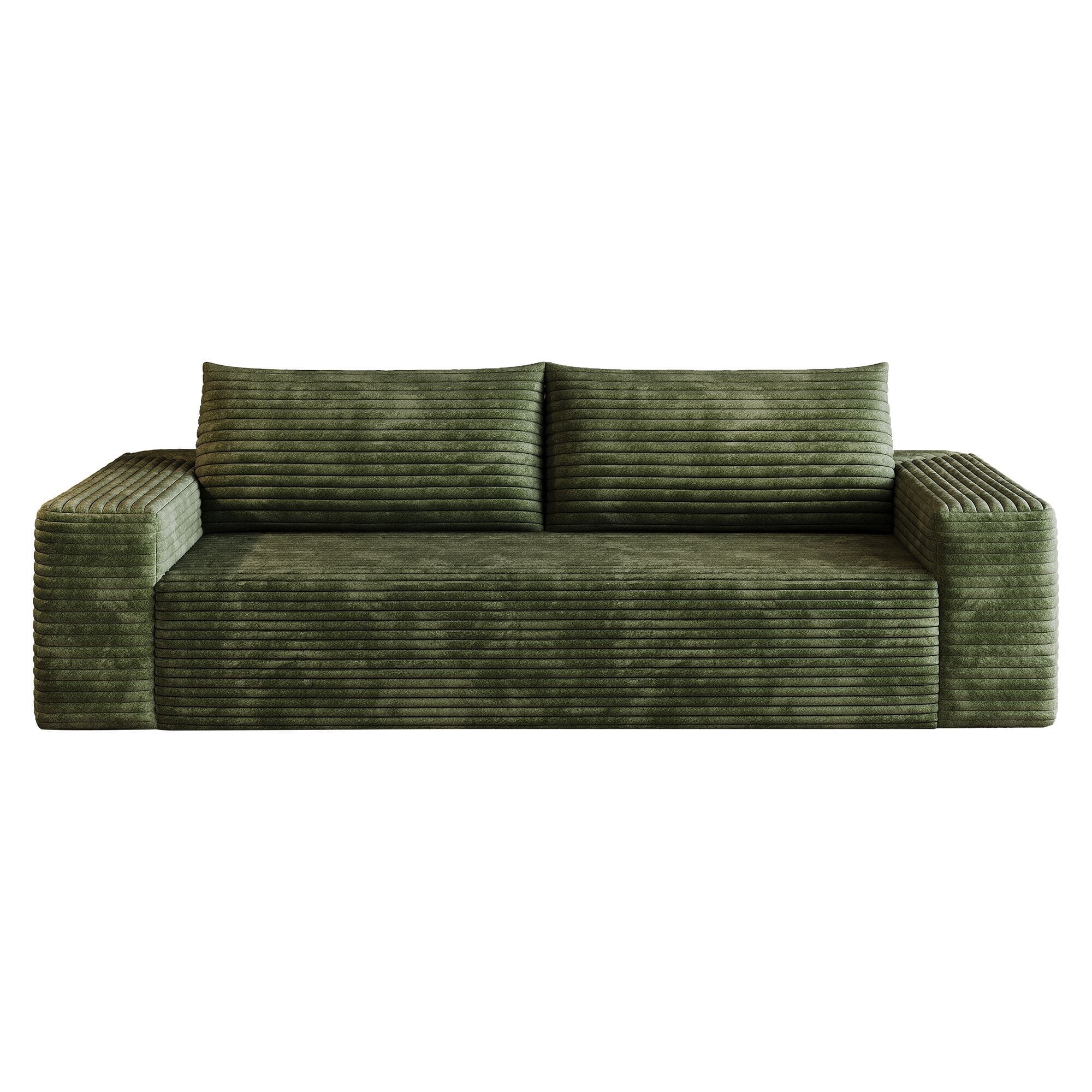 Leumius 71" Cloud Couch,3 Setaser Sofa with Deep Seat,Boneless Couch Sofa with 2 Pillows for Living Room,No Assembly Required,Green