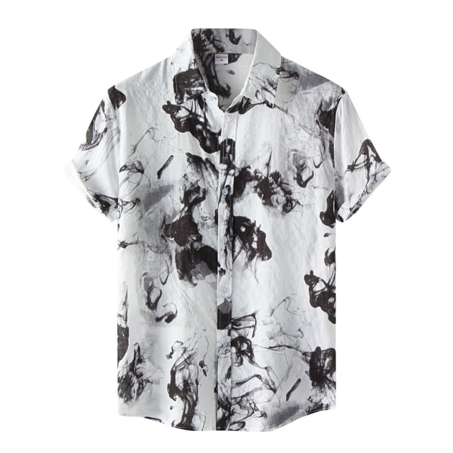 UANWENN Chemise Décontractée à Manches Courtes pour Homme avec Col Rabattu, Chemise Imprimée à Boutons pour Homme, Chemise Habillée pour Homme, Chemise pour Homme Grand, Chemise en Flanelle pour Homme à Manches Longues, Chemise Courte d'Été, Chemise Moyenne