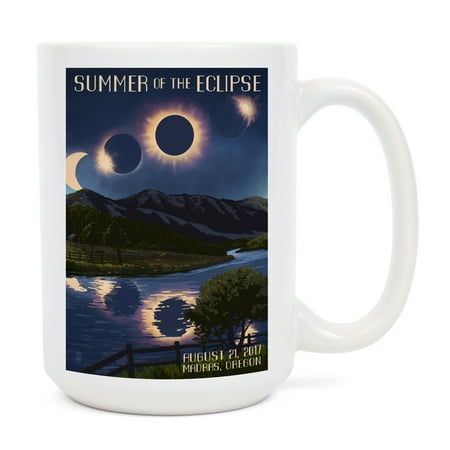 

15 fl oz Ceramic Mug Madras Oregon Solar Eclipse 2017 Summer of the Eclipse Dishwasher & Microwave Safe
