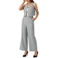 thumbnail image 4 of INSPIRAR CHIC Conjunto de Dos Piezas Casual Sin Mangas Top Corto Cuello en V Pantalones de Pierna Ancha S Gris, 4 of 6