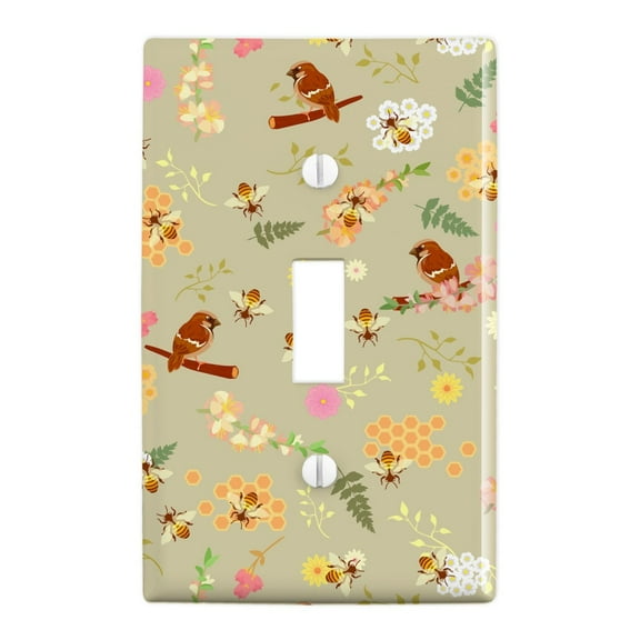 The Birds and the Bees Pattern Plastic Wall Decor Toggle Light Switch Plate Cover