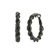 thumbnail image 4 of Madden NYC Women's Fashion Black Textured Twist Medium Hoop Earrings, 4 of 4