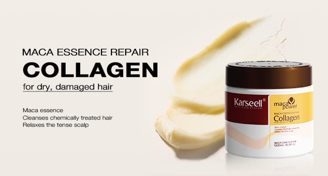 Karseell Collagen Hair Treatment Deep Repair Conditioning Argan Oil Collagen Hair Mask Essence for Dry Damaged Hair All Hair Types 16.90 oz 500ml
