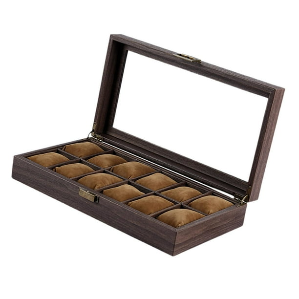 Caja organizadora para guardar relojes, regalo, tapa transparente, accesorio a prueba de polvo, portátil para hombres. 12 ranuras