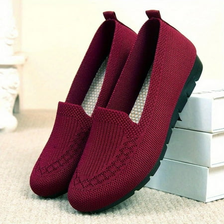 

Women s Knitted Loafers - Casual Slip-On Lightweight Non-Slip Walking Shoes