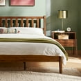 thumbnail image 3 of Mopio Ted King Bed Frame with Headboard, Full Size Bed Frame, Mid Century Modern Acacia Solid Wood Platform Bed Frame, Wooden Bed Slats, No Box Spring Needed, Double Metal Bar Support, Walnut, 3 of 9
