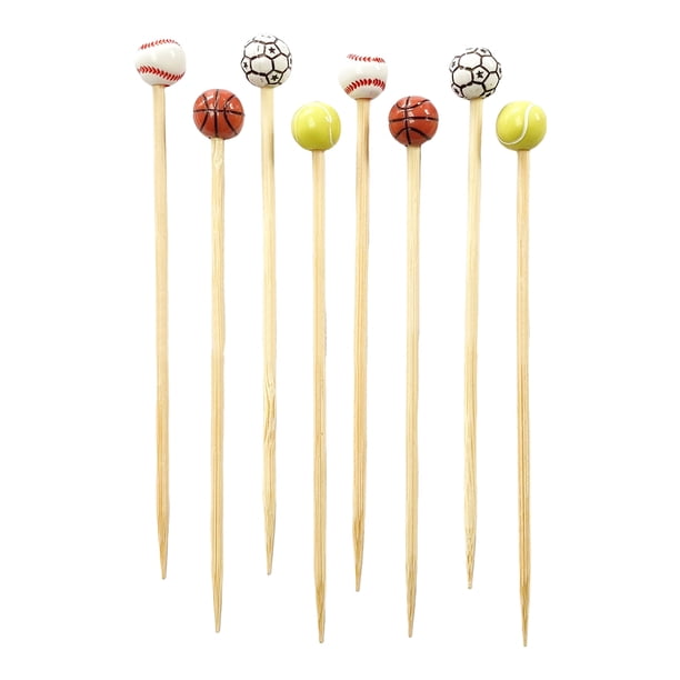 Palillos de cóctel genéricos, 100 piezas de béisbol de bambú, para cócteles, carnes, fiestas, estilos variados