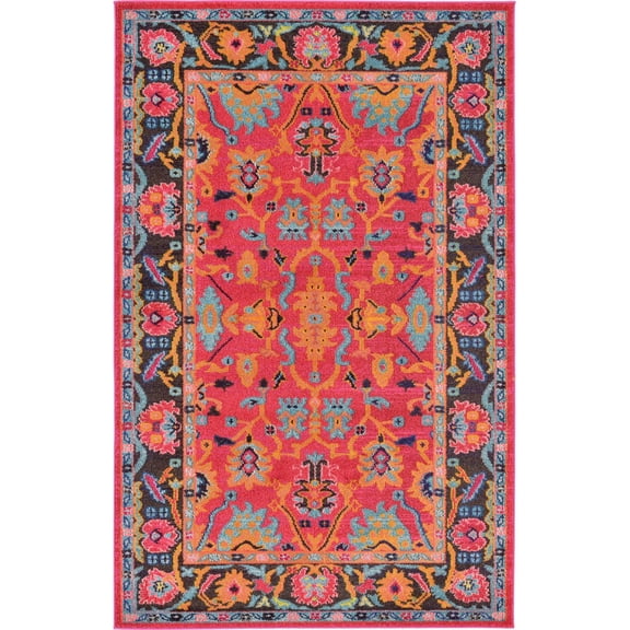 Unique Loom Floral Traditional Area Rugs, Pink