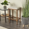 thumbnail image 2 of DecMode Fabric Counter Stool with Traditional Wood Perle Legs and Beige Cushion, Brown, 2 of 10