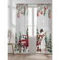 thumbnail image 2 of Christmas Truck Snowman Sheer Curtains 108 Inch Long 2 Panels, Xmas Ball Snowflakes Animal Gray Light Filtering Rod Pocket Semi Sheer Curtains, Sheer Voile Drapes for Living Room Bedroom, 52"x108", 2 of 5