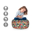 thumbnail image 2 of Colorful Storage Toy Bag Chair, Contemporary Geometric Square Tiled Grunge Vintage Rectangular Illustration, Stuffed Animal Organizer Washable Bag, Small Size, Multicolor, by Ambesonne, 2 of 3