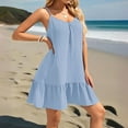 thumbnail image 3 of Women's Plus Size Ruffle Hem Cami Mini Dress Spaghetti Strap Swig Flowy Summer Loose Short Dresses Light Blue XL, 3 of 4