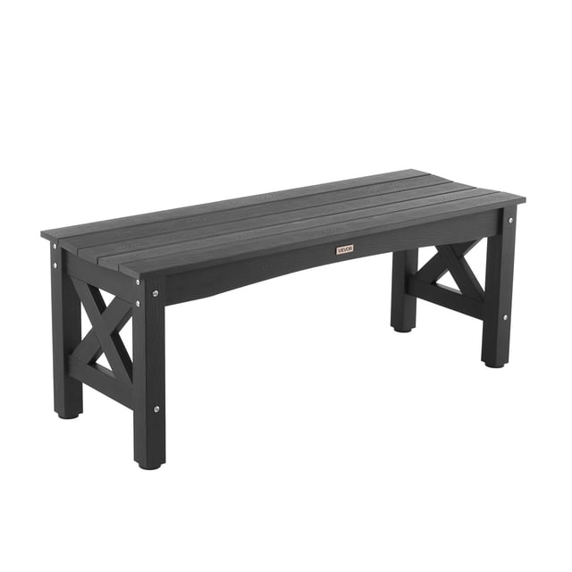 VEVOR Banc d'Extérieur Banc de Patio 44,5 Pouces Plastique Résistant aux Intempéries 600 Lb Noir