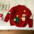 thumbnail image 2 of BENJAMJAM  1-8Y Red Knit Sweater with 3D Bear, Tree & Gingerbread Man Appliqués - Festive Pullover, 2 of 6