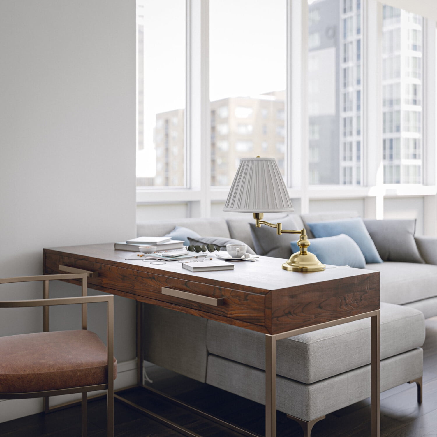Classic Swing Arm Desk Lamp - Polished Brass