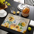 thumbnail image 3 of Yellow Sunflowers Placemats Set of 4, Elegant Pastoral Floral Daisy Bees Placemats for Dining Table, Place Mats for Kitchen Tabletop, Waterproof Wipeable Dining Table Mats Set, 3 of 9