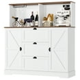 thumbnail image 6 of Homfa Coffee Bar Cabinet with Hutch, 47.2" W Kitchen Buffet Sideboard Cabinet with 3 Drawers & USB Power Station, White, 6 of 7