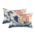 thumbnail image 2 of Dailycode Satin Pillow Case Queen Silk Pillow Cover for Hair and Skin Envelope Closure Giant Waves and Pirate Ship 20"x30", 2 of 9