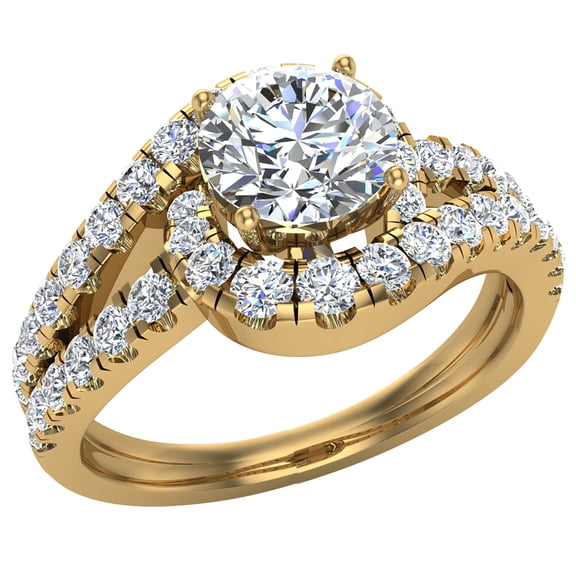 Engagement Rings for Women 14K Gold Diamond Rings Ocean Wave Style 1.25 CT (F,VS1)