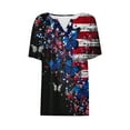 thumbnail image 3 of Feancey Women American Flag Tops Summer Short Sleeve Henley Shirts 4th of July Butterfly Striped Print Buttons Tunic Blouses V-neck Casual Distressed Patriotic Tshirts, 3 of 5