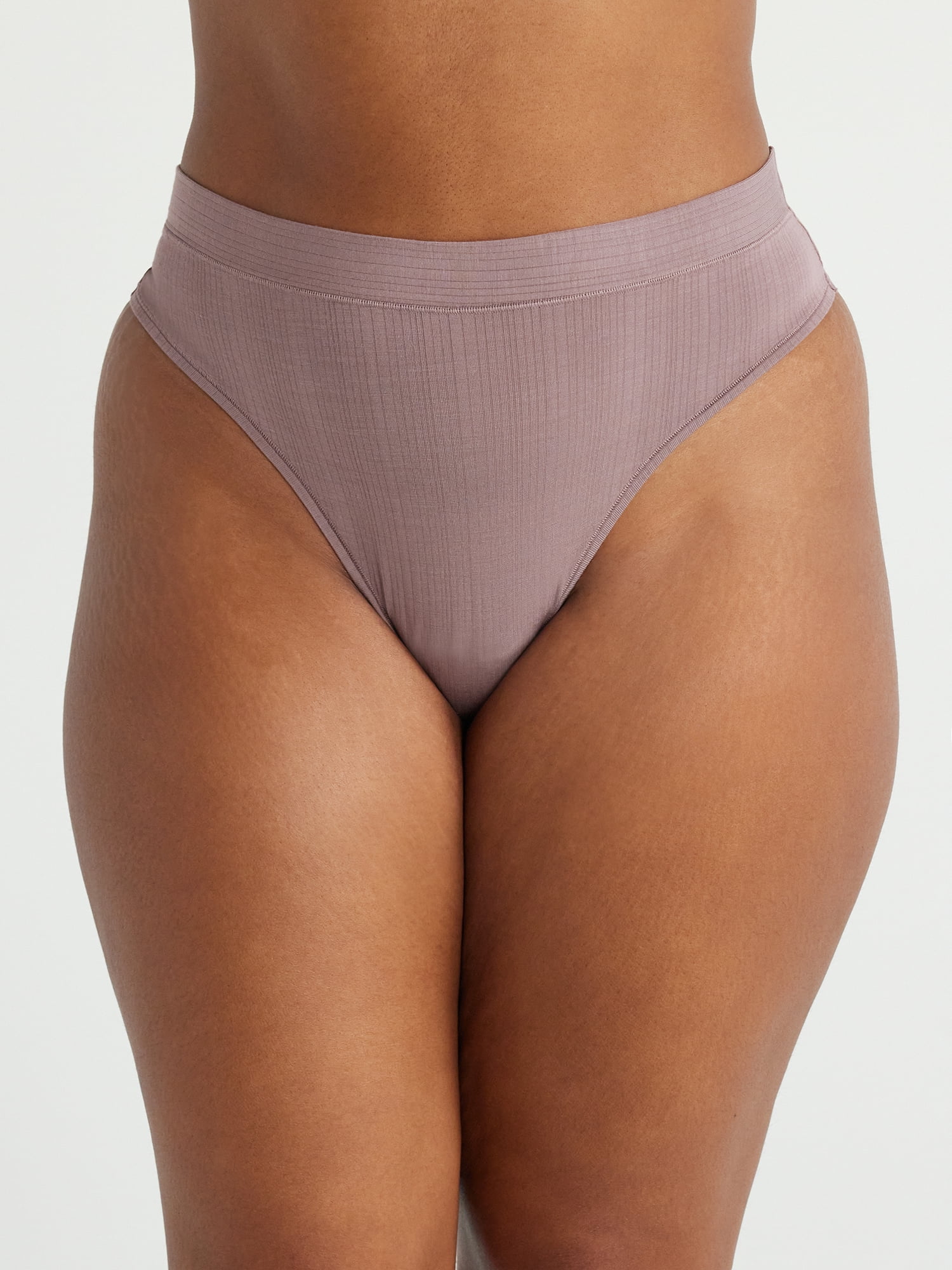 Joyspun Women's Ribbed Modal Thong Panties, 3-Pack, Sizes XS to 3XL